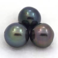 Lotto di 3 Perle di Tahiti Semi-Barocche D 12 mm