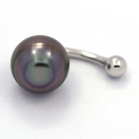 Piercing in Argento e 1 Perla di Tahiti Cerchiata B 11.1 mm