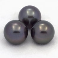 Lotto di 3 Perle di Tahiti Rotonde C di 12.6 a 12.9 mm