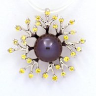 Ciondolo in Argento e 1 Perla di Tahiti Rotonda C 9.3 mm