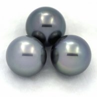 Lotto di 3 Perle di Tahiti Rotonde C di 13 a 13.1 mm