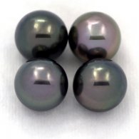 Lotto di 4 Perle di Tahiti Semi-Rotonda C di 10.3 a 10.4 mm