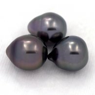 Lotto di 3 Perle di Tahiti Semi-Barocche C di 9 a 9.4 mm