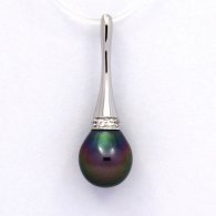 Ciondolo in Argento e 1 Perla di Tahiti Semi-Baroccha B 9.8 mm