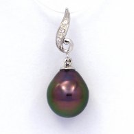 Ciondolo in Argento e 1 Perla di Tahiti Semi-Baroccha B 9.7 mm