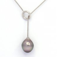 Collana in Argento e 1 Perla di Tahiti Semi-Baroccha B 11.1 mm