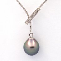 Collana in Argento e 1 Perla di Tahiti Semi-Baroccha B 11.7 mm