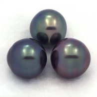 Lotto di 3 Perle di Tahiti Semi-Barocche C di 12 a 12.1 mm