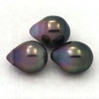 Lotto di 3 Perle di Tahiti Semi-Barocche B di 9.3 a 9.5 mm