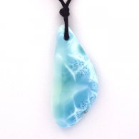 Collana in Cotone e 1 Larimar - 52 x 23 x 8 mm - 14.65 gr