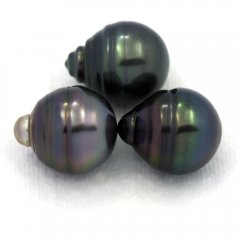 Lotto di 3 Perle di Tahiti Cerchiate C di 12.5 a 12.7 mm