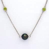 Collana in Argento e 5 Perle di Tahiti Semi-Rotonda C di 8.5 a 8.9 mm