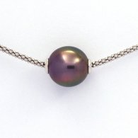 Collana in Argento e 1 Perla di Tahiti Semi-Baroccha B 11.3 mm