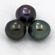 Lotto di 3 Perle di Tahiti Semi-Barocche B di 9.7 a 9.8 mm