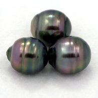 Lotto di 3 Perle di Tahiti Cerchiate C di 12 a 12.2 mm