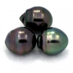 Lotto di 3 Perle di Tahiti Cerchiate C di 12.6 a 12.7 mm