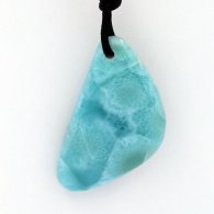 Collana in Cotone e 1 Larimar - 40 x 22 x 7.9 mm - 11.03 gr