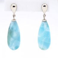 Orecchini in Argento e 2 Larimar - 24 x 9.7 x 7 mm - 5.25 gr