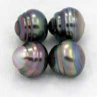 Lotto di 4 Perle di Tahiti Cerchiate C di 9.5 a 9.7 mm