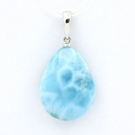 Ciondolo in Oro bianco 18K e 1 Larimar - 19.5 x 14.5 x 6.9 mm - 2.9 gr