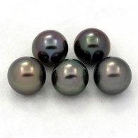 Lotto di 5 Perle di Tahiti Rotonde C di 8 a 8.4 mm