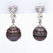 Orecchini in Argento e 2 Perle di Tahiti Cerchiate C 8.6 mm