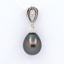 Ciondolo in Argento e 1 Perla di Tahiti Semi-Baroccha B 9.4 mm