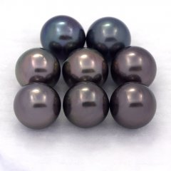 Lotto di 8 Perle di Tahiti Rotonde C di 9 a 9.2 mm