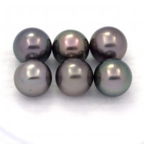 Lotto di 6 Perle di Tahiti Rotonde C di 9 a 9.3 mm