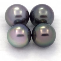 Lotto di 4 Perle di Tahiti Rotonde C di 9.1 a 9.4 mm