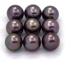 Lotto di 9 Perle di Tahiti Rotonde C di 8.5 a 8.8 mm