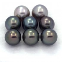 Lotto di 8 Perle di Tahiti Rotonde C di 8 a 8.3 mm