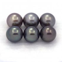 Lotto di 6 Perle di Tahiti Rotonde C di 8.7 a 8.9 mm