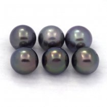 Lotto di 6 Perle di Tahiti Rotonde C di 8.5 a 8.8 mm