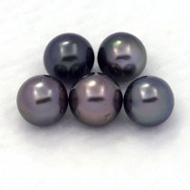 Lotto di 5 Perle di Tahiti Rotonde D di 8 a 8.4 mm