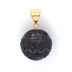 Ciondolo in Oro 18K e 1 Perla di Tahiti Incisa 11.5 mm