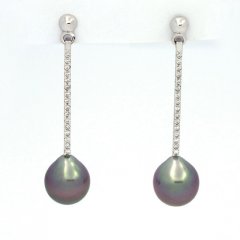 Orecchini in Argento e 2 Perle di Tahiti Semi-Barocche B 9 e 9.1 mm
