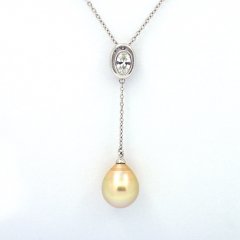 Collana in Argento e 1 Perla de Australia Semi-Barocca C 10.4 mm