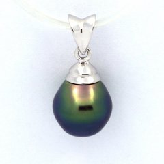 Ciondolo in Argento e 1 Perla di Tahiti Semi-Baroccha B+ 9.2 mm