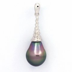 Ciondolo in Argento e 1 Perla di Tahiti Semi-Baroccha B 9.7 mm