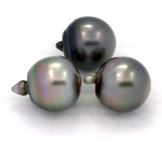 Lotto di 3 Perle di Tahiti Semi-Barocche C di 12 a 12.2 mm