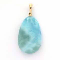 Ciondolo in Oro 18K e 1 Larimar - 26.7 x 17 x 7.4 mm - 5.75 gr