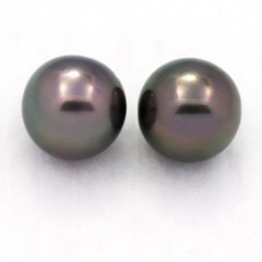 Lotto di 2 Perle di Tahiti Rotonde C 9.4 mm