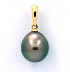 Ciondolo in Oro 18K e 1 Perla de Tahiti Semi-Barocca A 9.5 mm