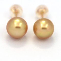 Orecchini in Oro 18K e 2 Perle di Australia Semi-Barroca B 8.5 mm