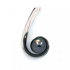 Ciondolo in Argento e 1 Perla de Tahiti Semi-Rotonda C 8.4 mm