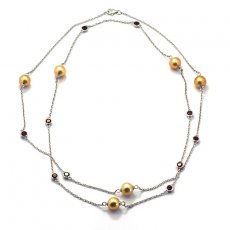 Collana in Argento e 6 Perlas de Australia Semi-Barocca C 8.6  8.9 mm
