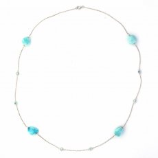 Collana in argento, Topazio blu e 4 Larimar - 8.6 gr