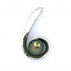 Ciondolo in Argento e 1 Perla de Tahiti Rotonda C 8.7 mm