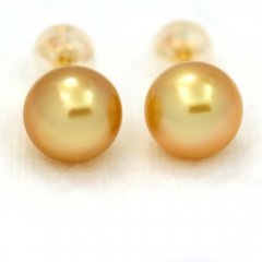 Orecchini in Oro 18K e 2 Perle di Australia Semi-Barroca B e C 8.8 mm